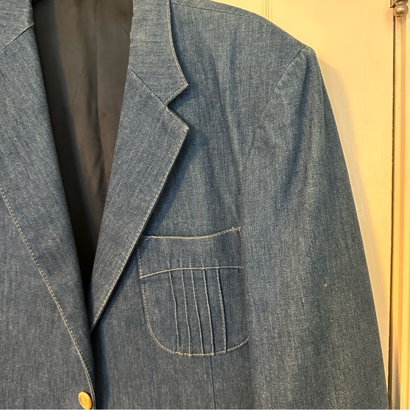 Vtg Montgomery Wards Denim Jacket Western Lined Single Vent Two Button Size 42L - Picture 3 of 12